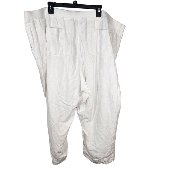 J Jill Womens Pants Size 26 White Linen Blend Drawstring Elastic Waist Pockets - Picture 2 of 14
